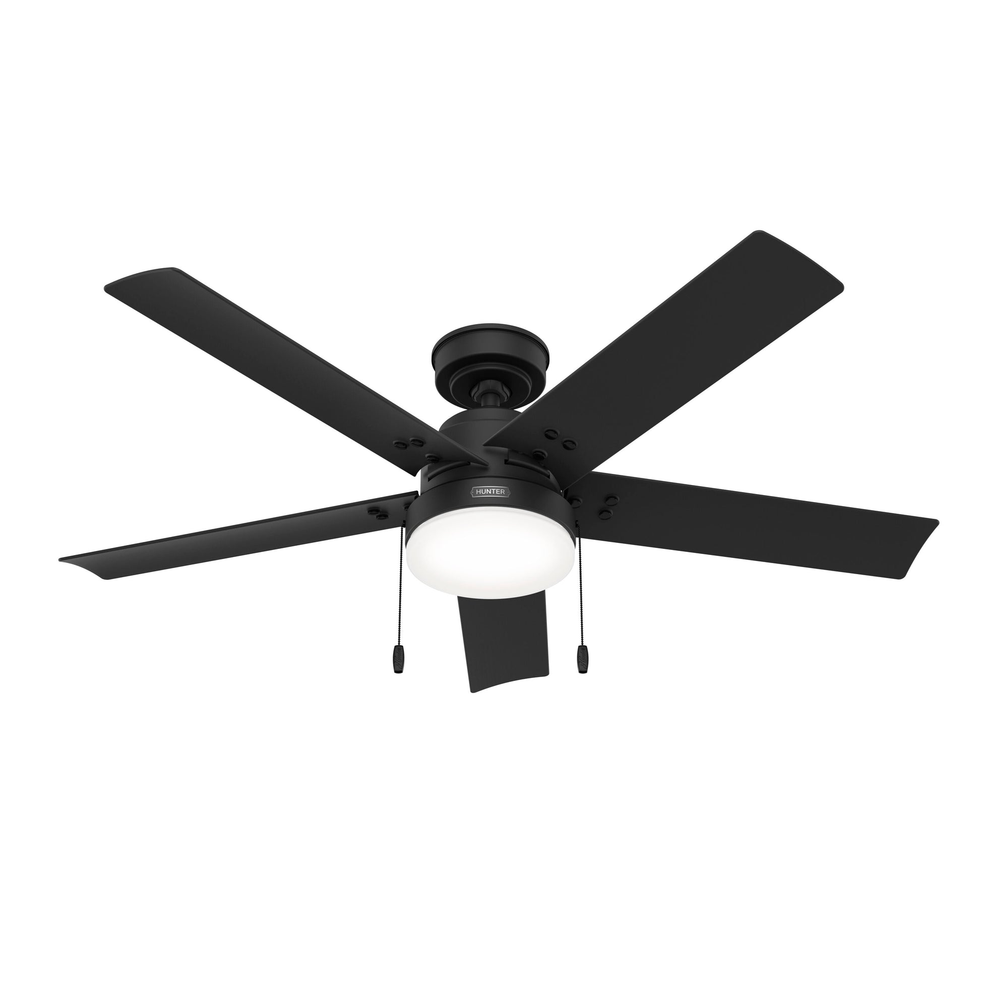 Hunter Sea Point WeatherMax 52-in Outdoor Matte Black with Matte Black Blades Ceiling Fan With Light ( 5 -Blade ) 5281434