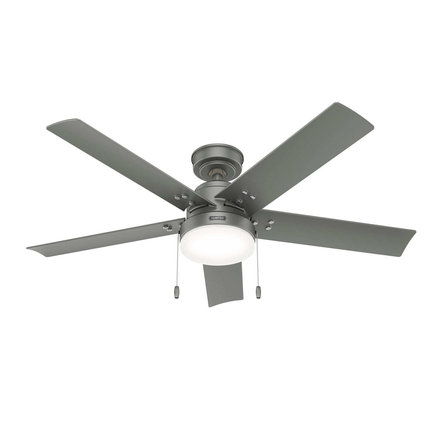 Hunter Sea Point WeatherMax 52-in Outdoor Matte Silver with Matte Silver Blades Ceiling Fan With Light ( 5 -Blade ) 5281433