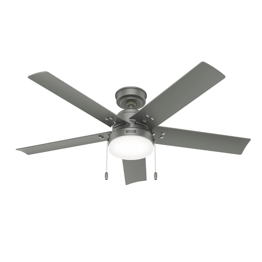 Hunter Sea Point WeatherMax 52-in Outdoor Matte Silver with Matte Silver Blades Ceiling Fan With Light ( 5 -Blade ) 5281433