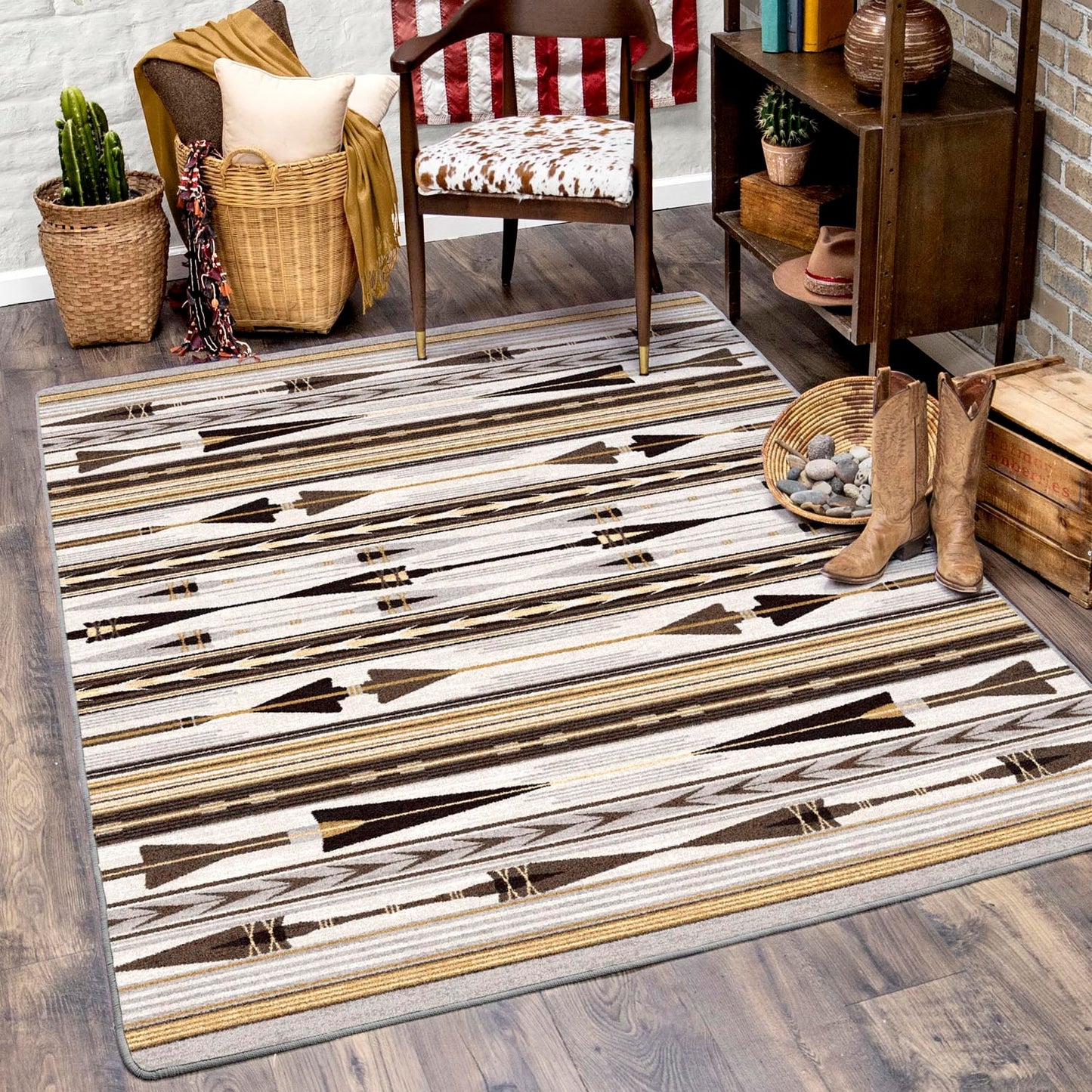 American Dakota 5 x 8 (ft) Tufted Nylon Maize Rectangular Indoor Southwestern Southwestern Spot Clean Only Area rug