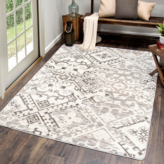 American Dakota 5 x 8 (ft) Tufted Nylon Neutral Blend Rectangular Indoor Distressed/Overdyed Spot Clean Only Area rug