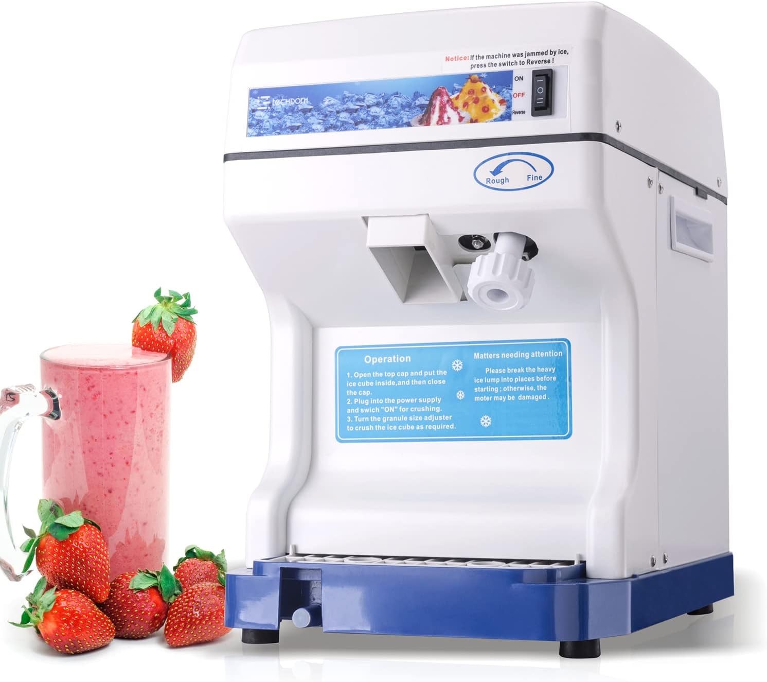 Techdorm 250W Electric Ice Shaver Machine,110V Commercial Shaved Ice Crusher,Professional Snow Cone Maker Machine,Ice Crusher Machine 265LBs\/hr for Shaved Ice