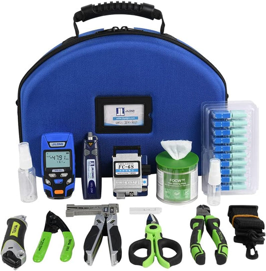 Optical Fiber ToolKit JFH-63D FTTH Loss Tester Kit Optical Power Meter OPM-22 + Visual Fault Locator VFL-22M+Miller Stripper+Fiber Cleaver FC-6S+Kevlar Scissors KS-K2+50pieces SC UPC Fast Connectors