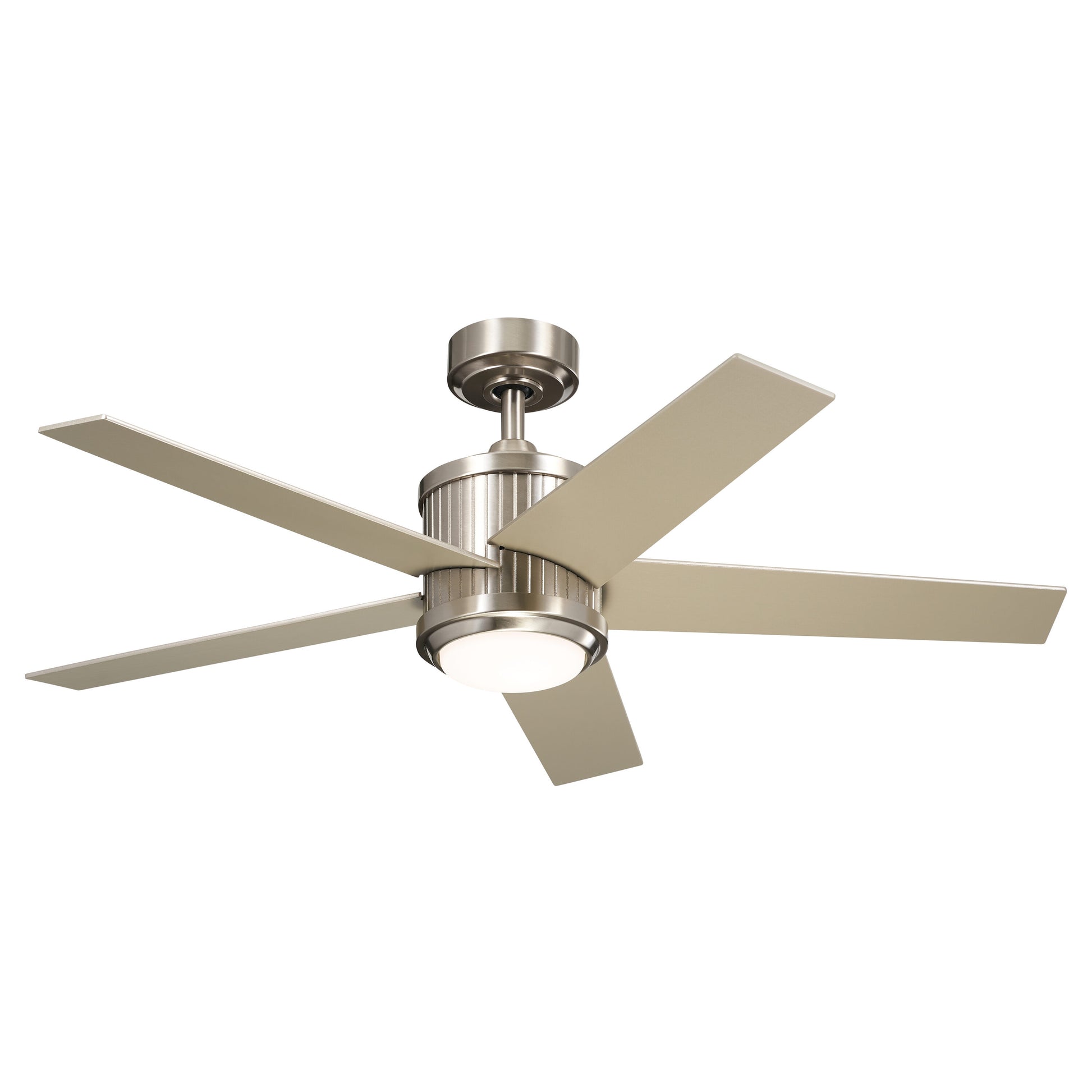 Kichler Brahm 48-in Integrated LED Brushed Stainless Steel with Silver Blades Ceiling Fan With Light - Remote Included ( 5 -Blade ) 5302504