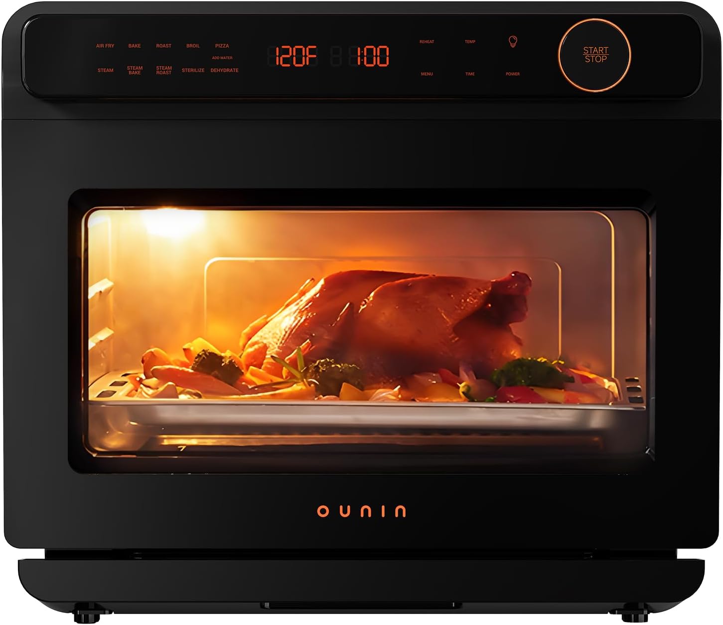 24L Steam and Air Fry Combo Countertop Oven,11-in-1 Convection baking and Steam, 25 Qt Capacity, Stainless Steel,Fast Cooking with Electronic Temperature Control