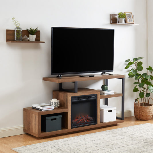 CASAINC 59-in W Espresso TV Stand with LED Electric Fireplace CA-TVS020-RSO