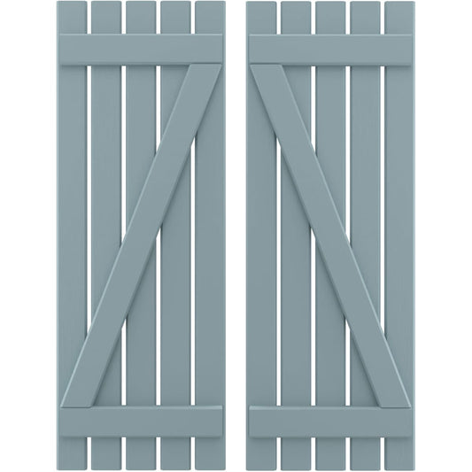 Ekena Millwork 19.5-in W x 73-in H Peaceful Blue Board and batten Spaced with z-bar Wood Exterior Shutters ( 2 -Pack )