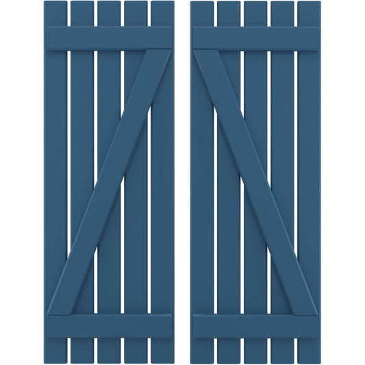 Ekena Millwork 19.5-in W x 78-in H Sojourn Blue Board and batten Wood Exterior Shutters ( 2 -Pack )