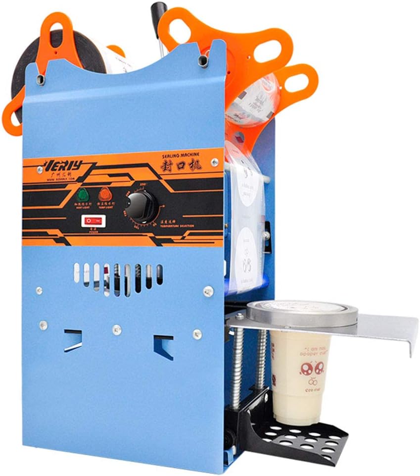 TOPCHANCES 270W Manual Plastic Milk Tea Cup Sealing Machine 300-500 Cups/Hour Electric Coffee Cup Sealer for 180mm Tall &95mm Diameter Cups