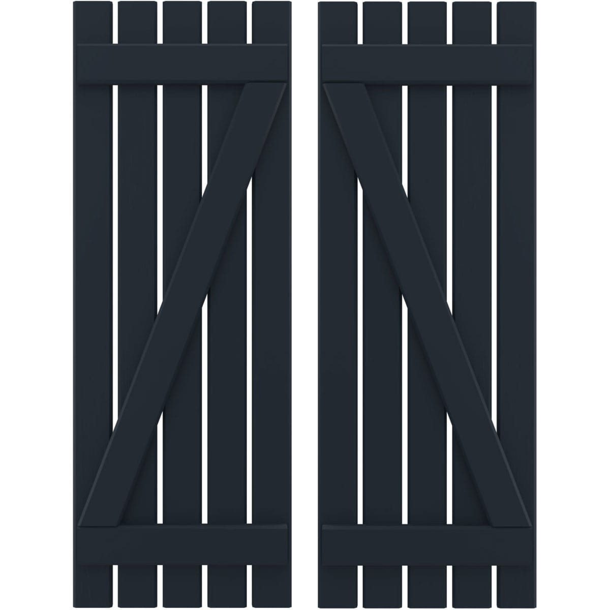 Ekena Millwork 19.5-in W x 76-in H Starless Night Blue Board and batten Spaced with z-bar Wood Exterior Shutters ( 2 -Pack )