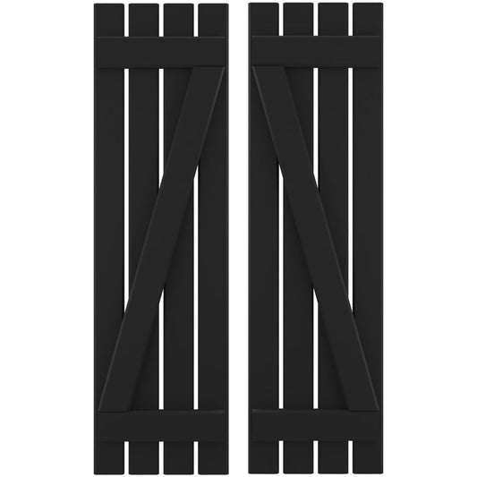 Ekena Millwork 15.5-in W x 78-in H Black Board and batten Framed Wood Exterior Shutters ( 2 -Pack )