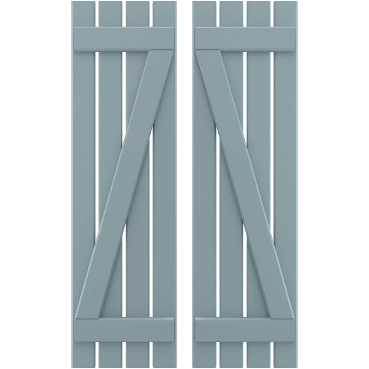 Ekena Millwork 15.5-in W x 81-in H Peaceful Blue Board and batten Z-bar Wood Exterior Shutters ( 2 -Pack )