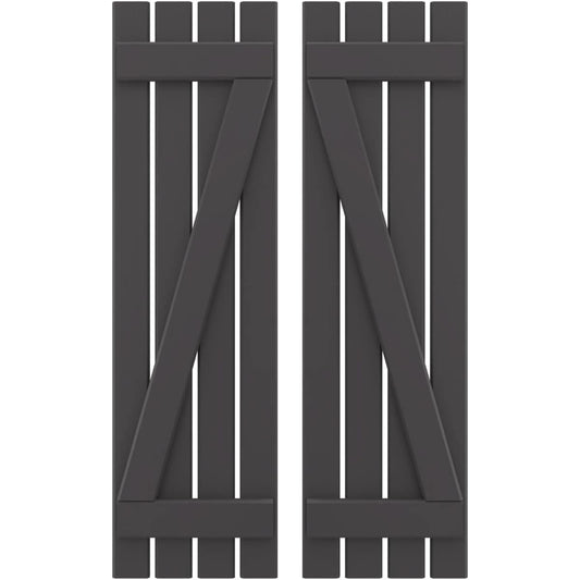 Ekena Millwork 15.5-in W x 80-in H Shadow Mountain Board and batten Wood Exterior Shutters ( 2 -Pack )