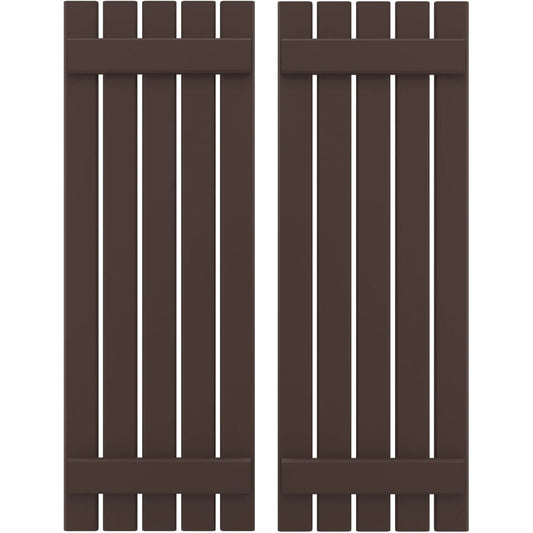 Ekena Millwork 19.5-in W x 75-in H Raisin Brown Board and batten Spaced Wood Exterior Shutters ( 2 -Pack )