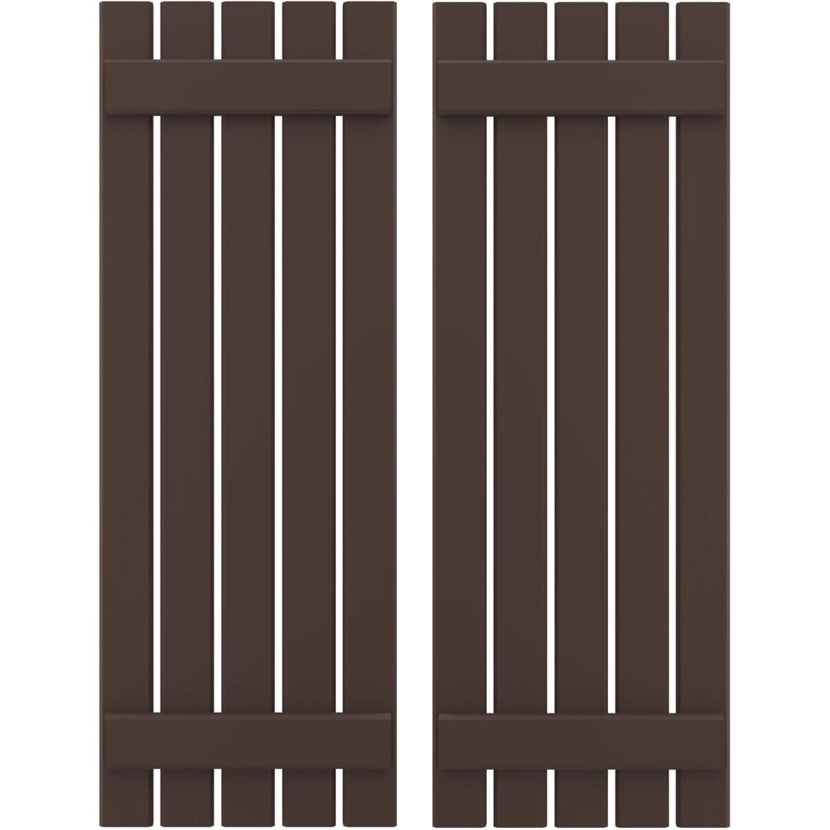 Ekena Millwork 19.5-in W x 65-in H Raisin Brown Board and batten Spaced with z-bar Wood Exterior Shutters ( 2 -Pack )