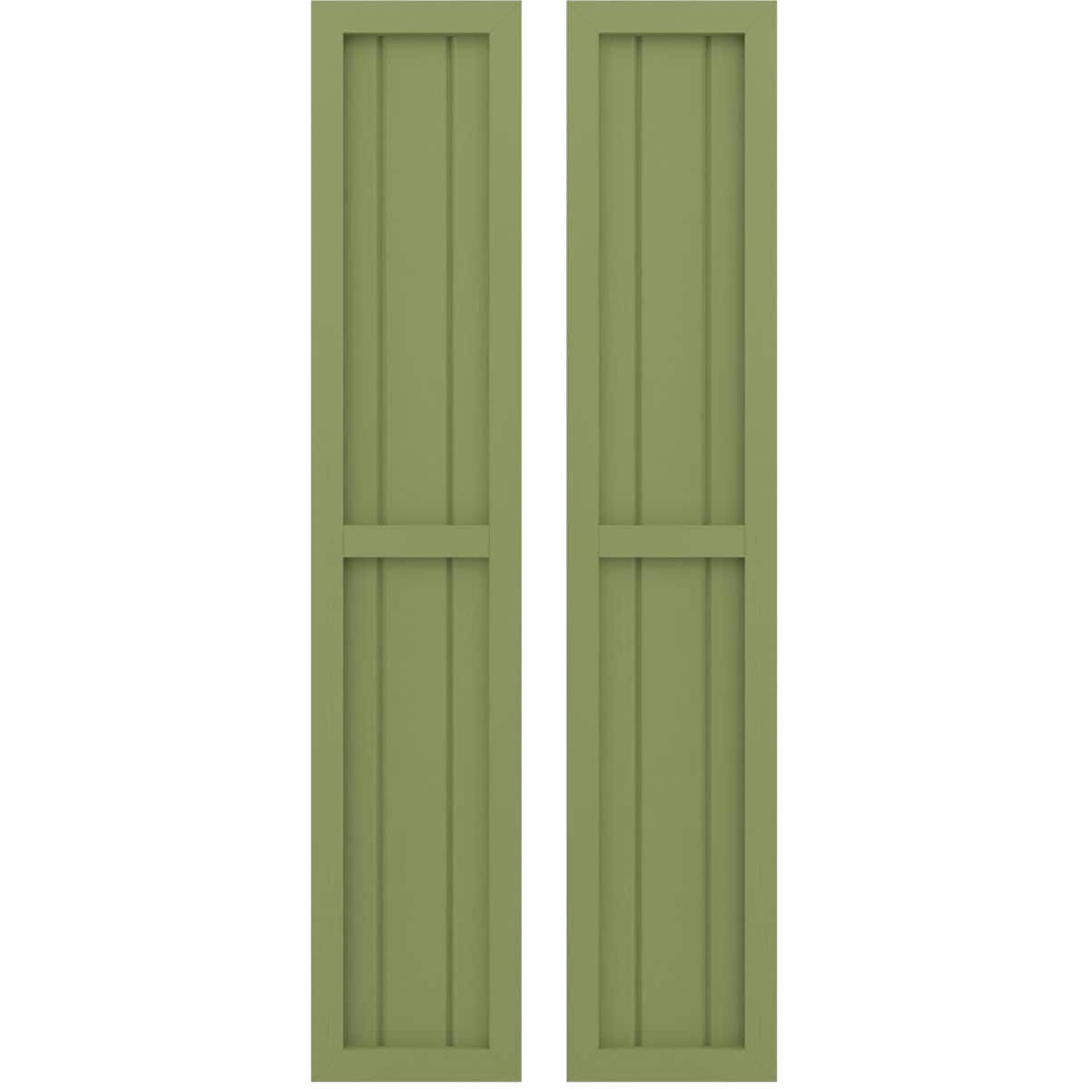 Ekena Millwork 10.5-in W x 38-in H Moss Green Paintable/Stainable Board and batten Spaced with z-bar Wood Exterior Shutters ( 2 -Pack )