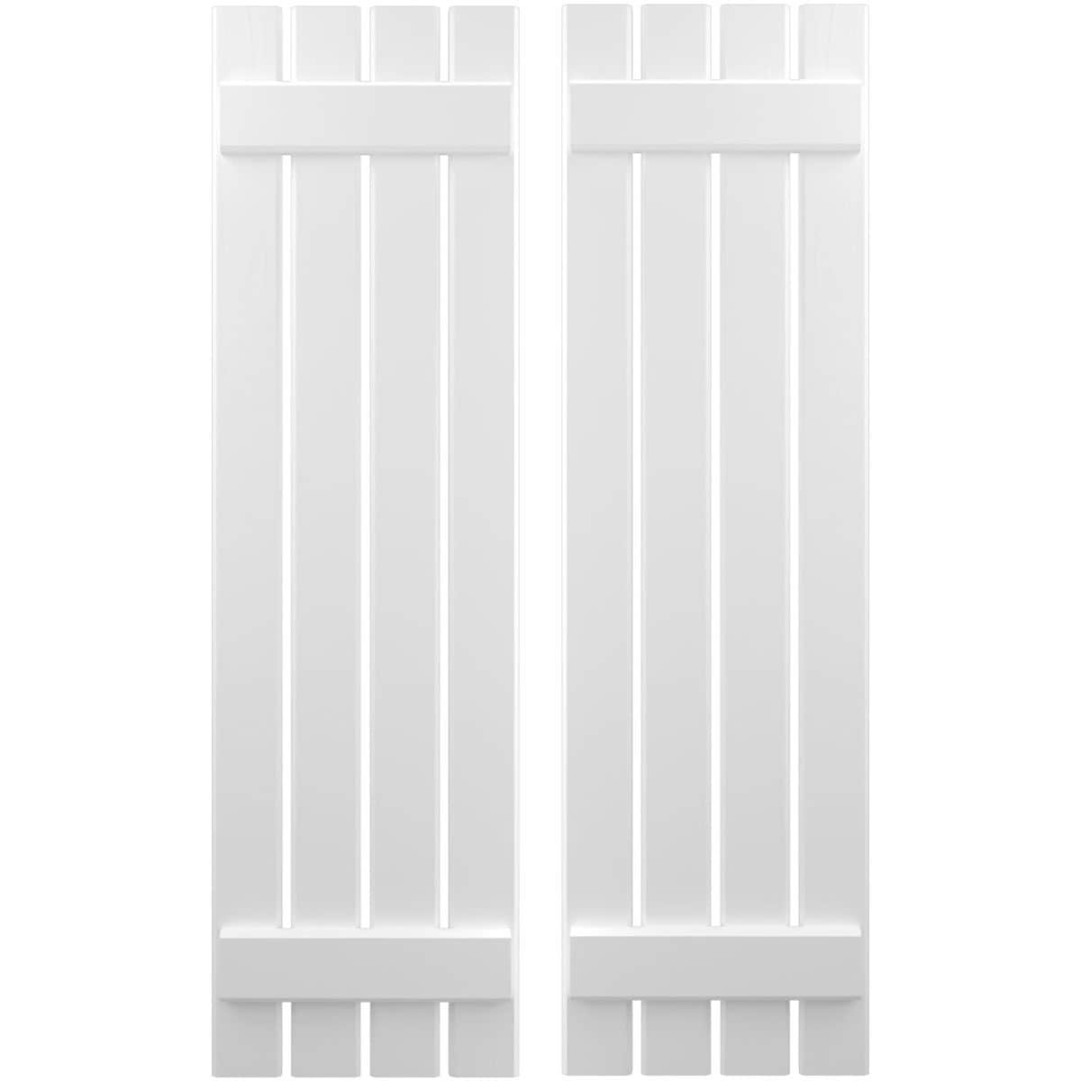 Ekena Millwork 15.5-in W x 82-in H White Paintable/Stainable Board and batten Spaced with z-bar Wood Exterior Shutters ( 2 -Pack )