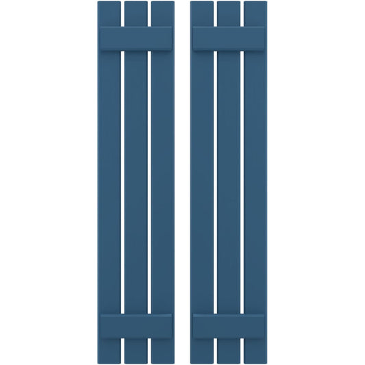 Ekena Millwork 11.5-in W x 80-in H Sojourn Blue Board and batten Framed Wood Exterior Shutters ( 2 -Pack )