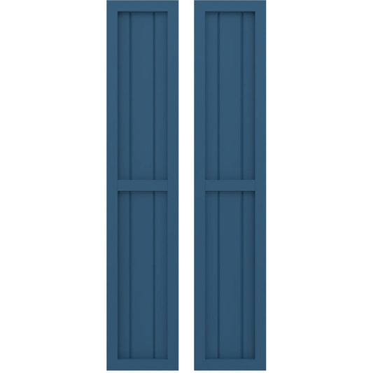 Ekena Millwork 10.5-in W x 71-in H Sojourn Blue Paintable/Stainable Board and batten Wood Exterior Shutters ( 2 -Pack )