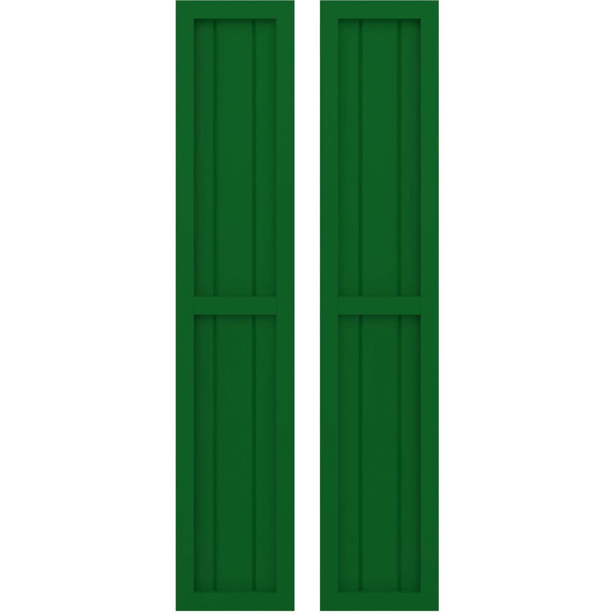 Ekena Millwork 10.5-in W x 60-in H Viridian Green Paintable/Stainable Board and batten Wood Exterior Shutters ( 2 -Pack )