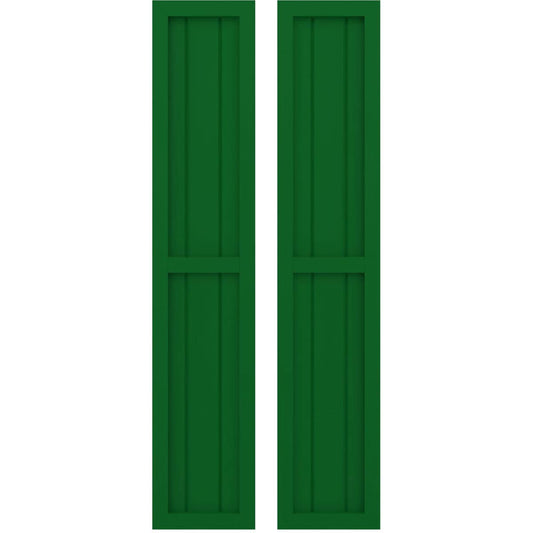 Ekena Millwork 10.5-in W x 60-in H Viridian Green Paintable/Stainable Board and batten Wood Exterior Shutters ( 2 -Pack )