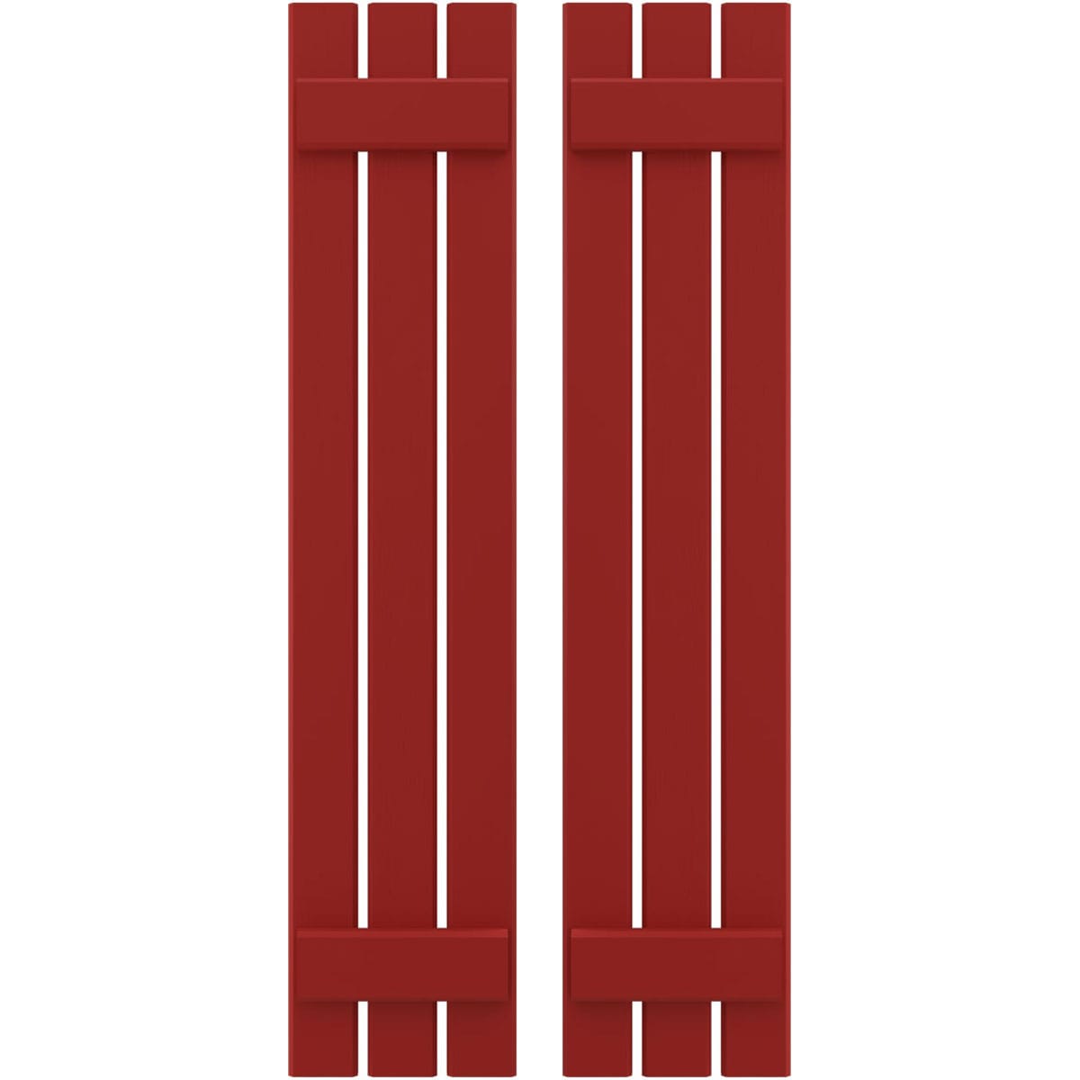Ekena Millwork 11.5-in W x 74-in H Fire Red Board and batten Spaced with z-bar Wood Exterior Shutters ( 2 -Pack )