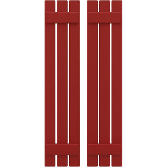 Ekena Millwork 11.5-in W x 74-in H Fire Red Board and batten Spaced with z-bar Wood Exterior Shutters ( 2 -Pack )