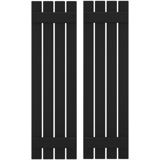 Ekena Millwork 15.5-in W x 50-in H Black Board and batten Framed Wood Exterior Shutters ( 2 -Pack )