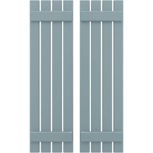 Ekena Millwork 15.5-in W x 79-in H Peaceful Blue Board and batten Spaced Wood Exterior Shutters ( 2 -Pack )