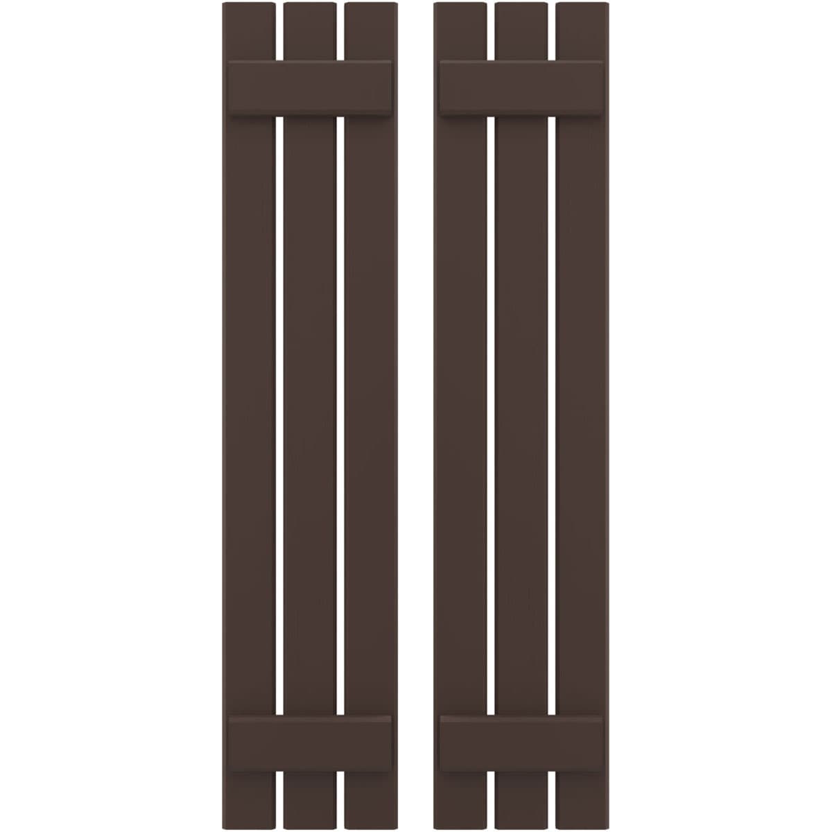 Ekena Millwork 11.5-in W x 66-in H Raisin Brown Board and batten Wood Exterior Shutters ( 2 -Pack )