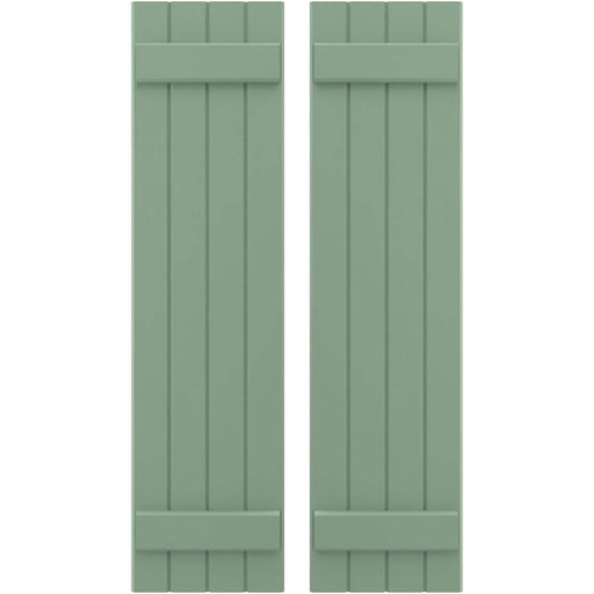 Ekena Millwork 14-in W x 52-in H Track Green Paintable/Stainable Board and batten Z-bar Wood Exterior Shutters ( 2 -Pack )