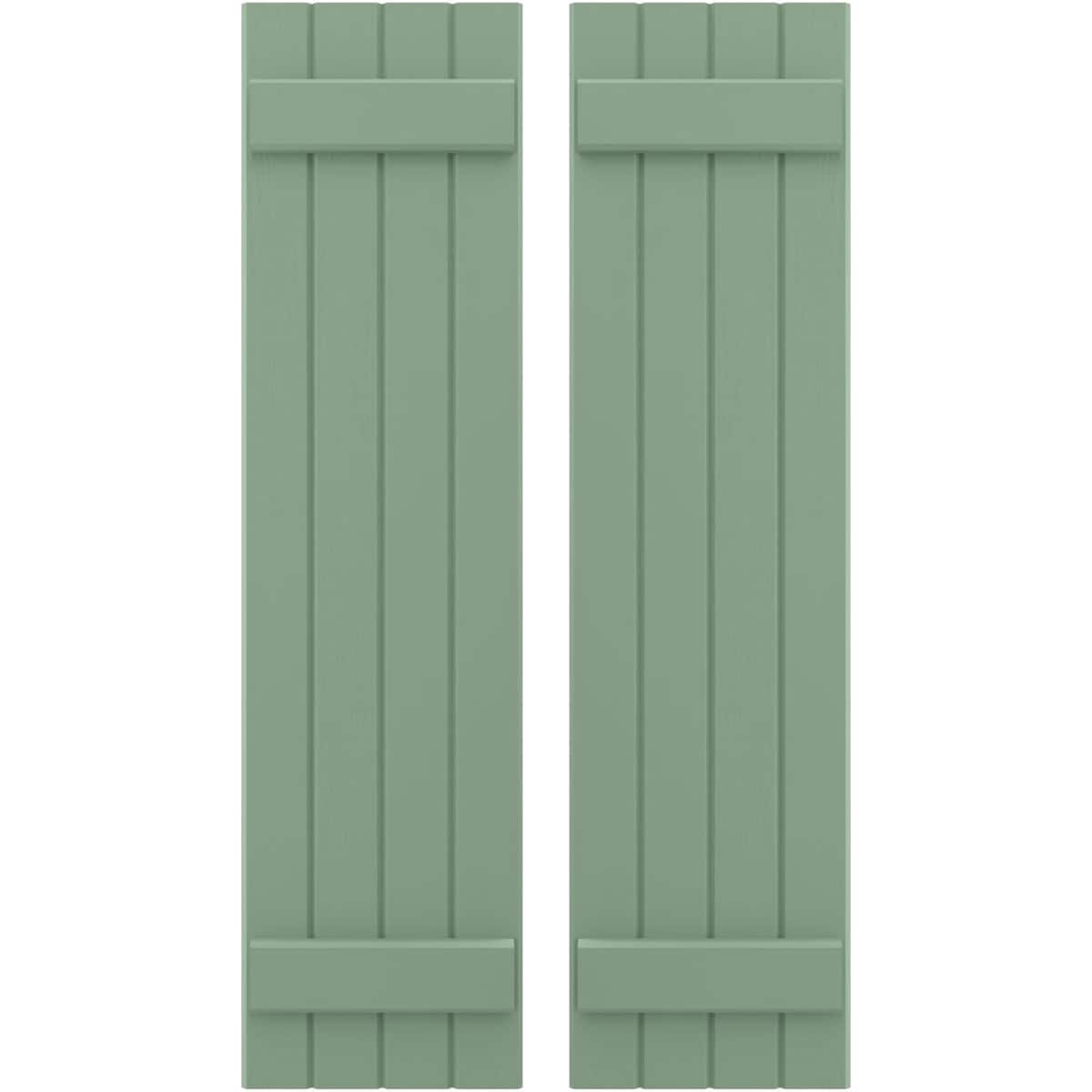 Ekena Millwork 14-in W x 35-in H Track Green Paintable/Stainable Board and batten Wood Exterior Shutters ( 2 -Pack )