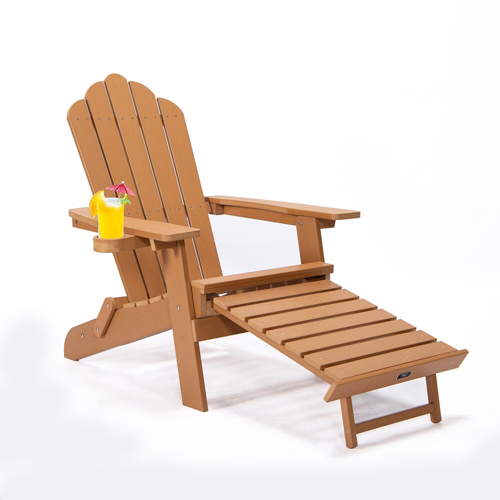 Sunrinx Brown Polyethylene Frame Stationary Adirondack Chair with Brown Sunrinx Solid Seat