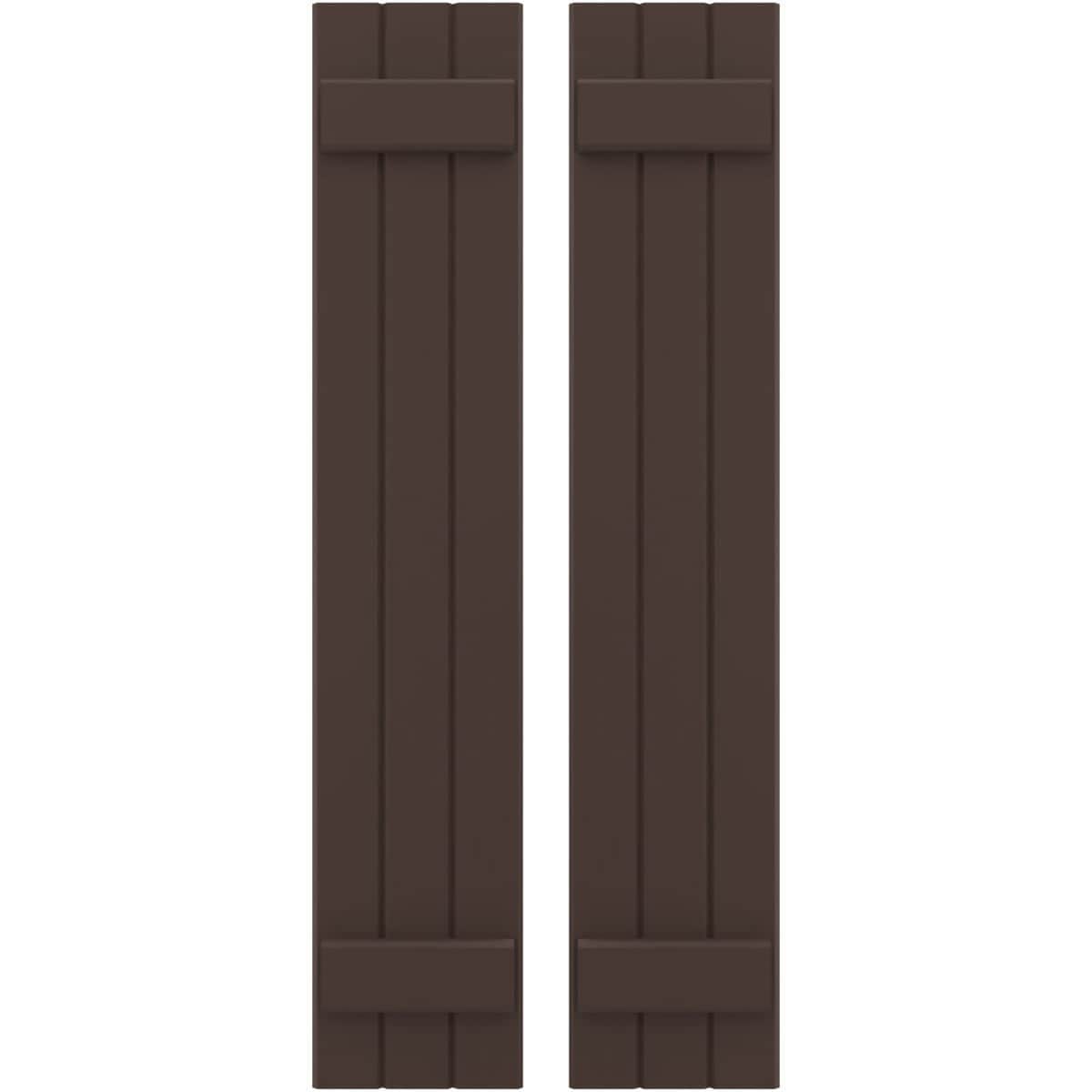 Ekena Millwork 10.5-in W x 50-in H Rasin Brown Paintable/Stainable Board and batten Wood Exterior Shutters ( 2 -Pack )