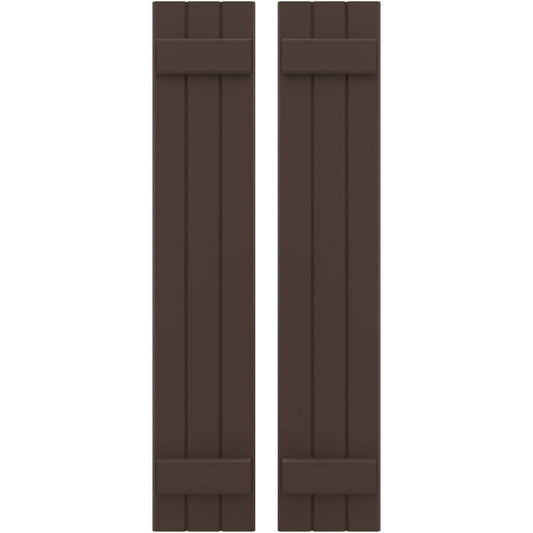 Ekena Millwork 10.5-in W x 50-in H Rasin Brown Paintable/Stainable Board and batten Wood Exterior Shutters ( 2 -Pack )