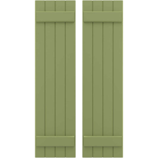 Ekena Millwork 14-in W x 48-in H Moss Green Paintable/Stainable Board and batten Z-bar Wood Exterior Shutters ( 2 -Pack )