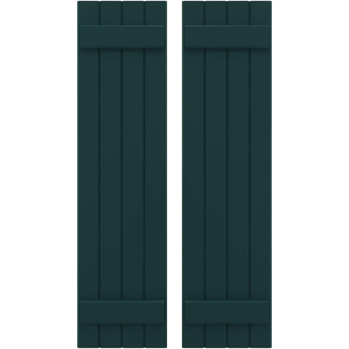Ekena Millwork 14-in W x 55-in H Thermal Green Paintable/Stainable Board and batten Wood Exterior Shutters ( 2 -Pack )