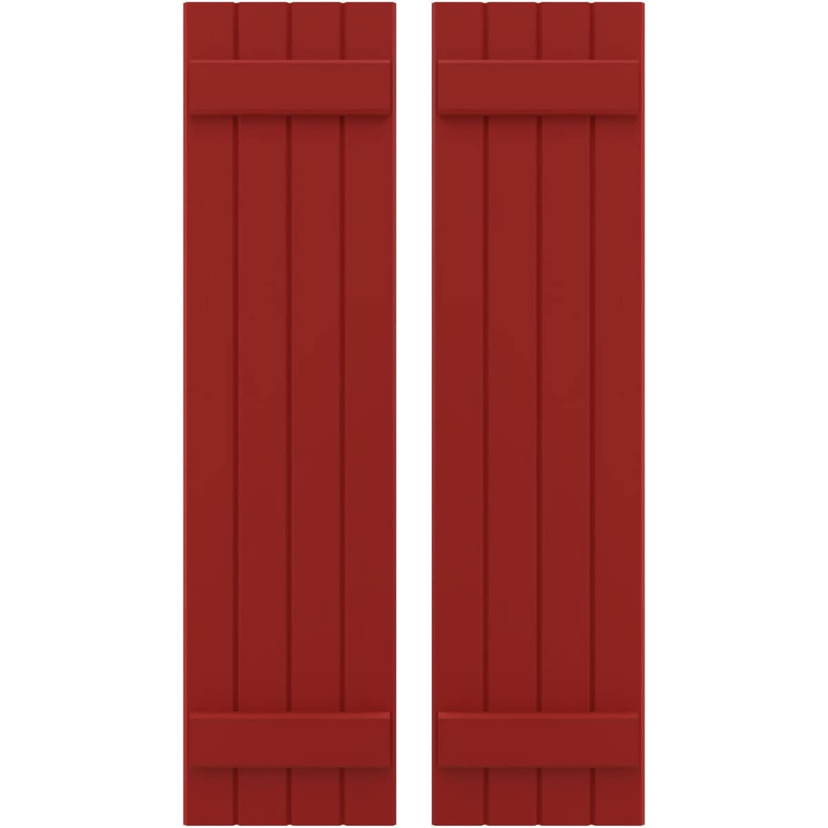 Ekena Millwork 14-in W x 51-in H Fire Red Paintable/Stainable Board and batten Wood Exterior Shutters ( 2 -Pack )