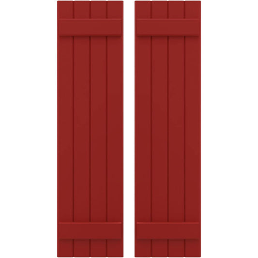 Ekena Millwork 14-in W x 50-in H Fire Red Paintable/Stainable Board and batten Spaced Wood Exterior Shutters ( 2 -Pack )