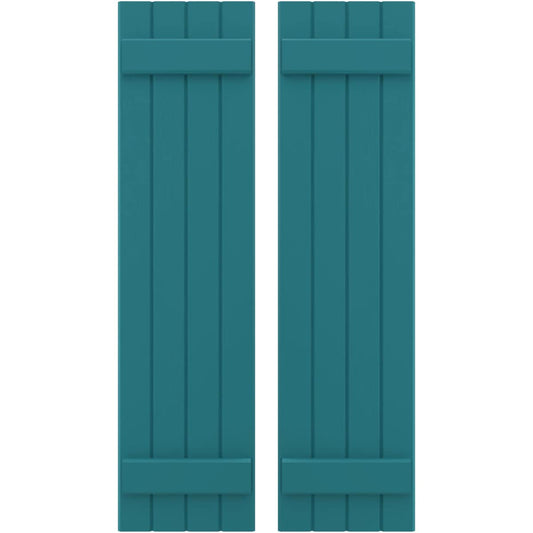 Ekena Millwork 14-in W x 58-in H Antigua Paintable/Stainable Board and batten Wood Exterior Shutters ( 2 -Pack )