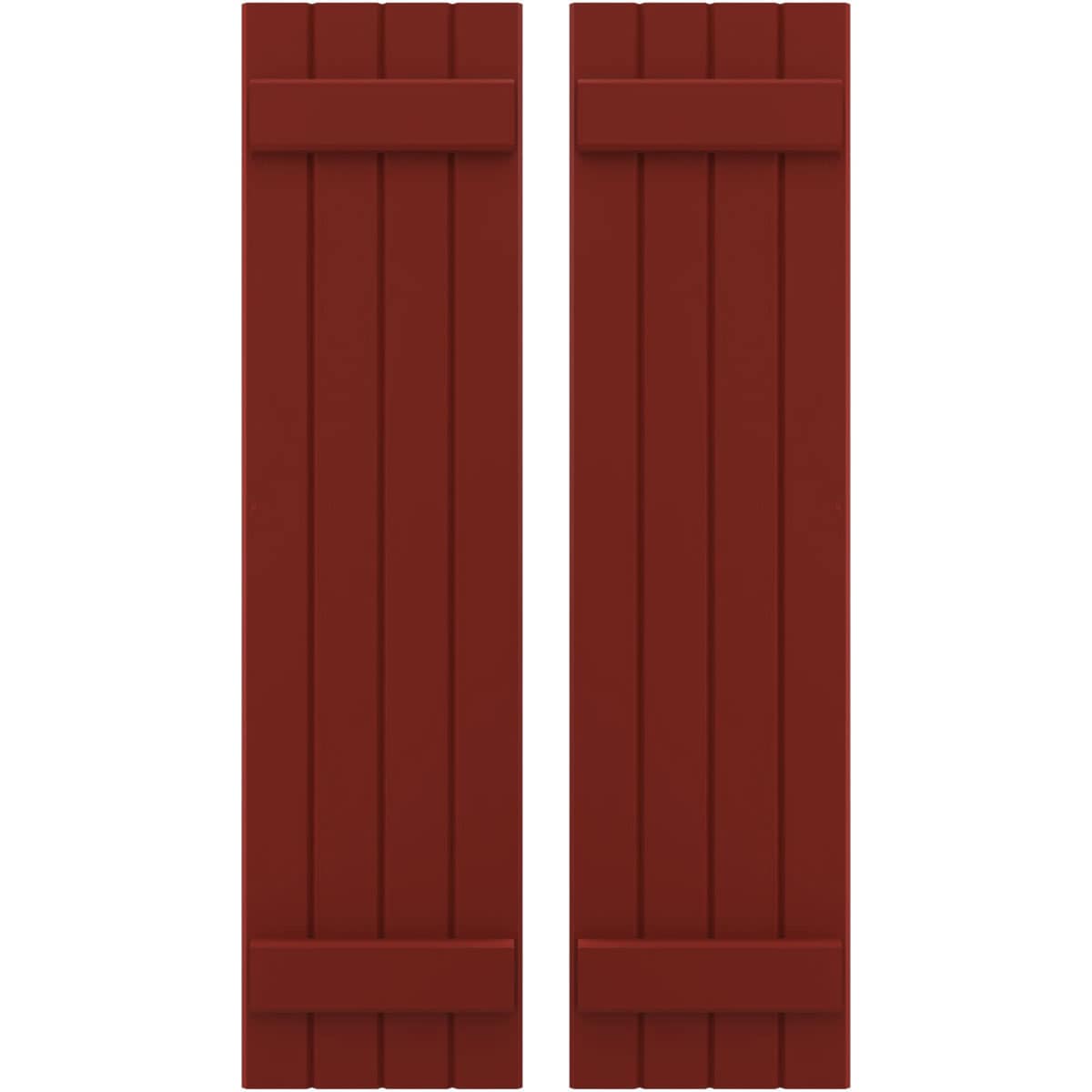 Ekena Millwork 14-in W x 31-in H Pepper Red Paintable/Stainable Board and batten Wood Exterior Shutters ( 2 -Pack )