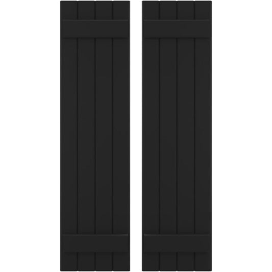 Ekena Millwork 14-in W x 57-in H Black Paintable/Stainable Board and batten Spaced with z-bar Wood Exterior Shutters ( 2 -Pack )