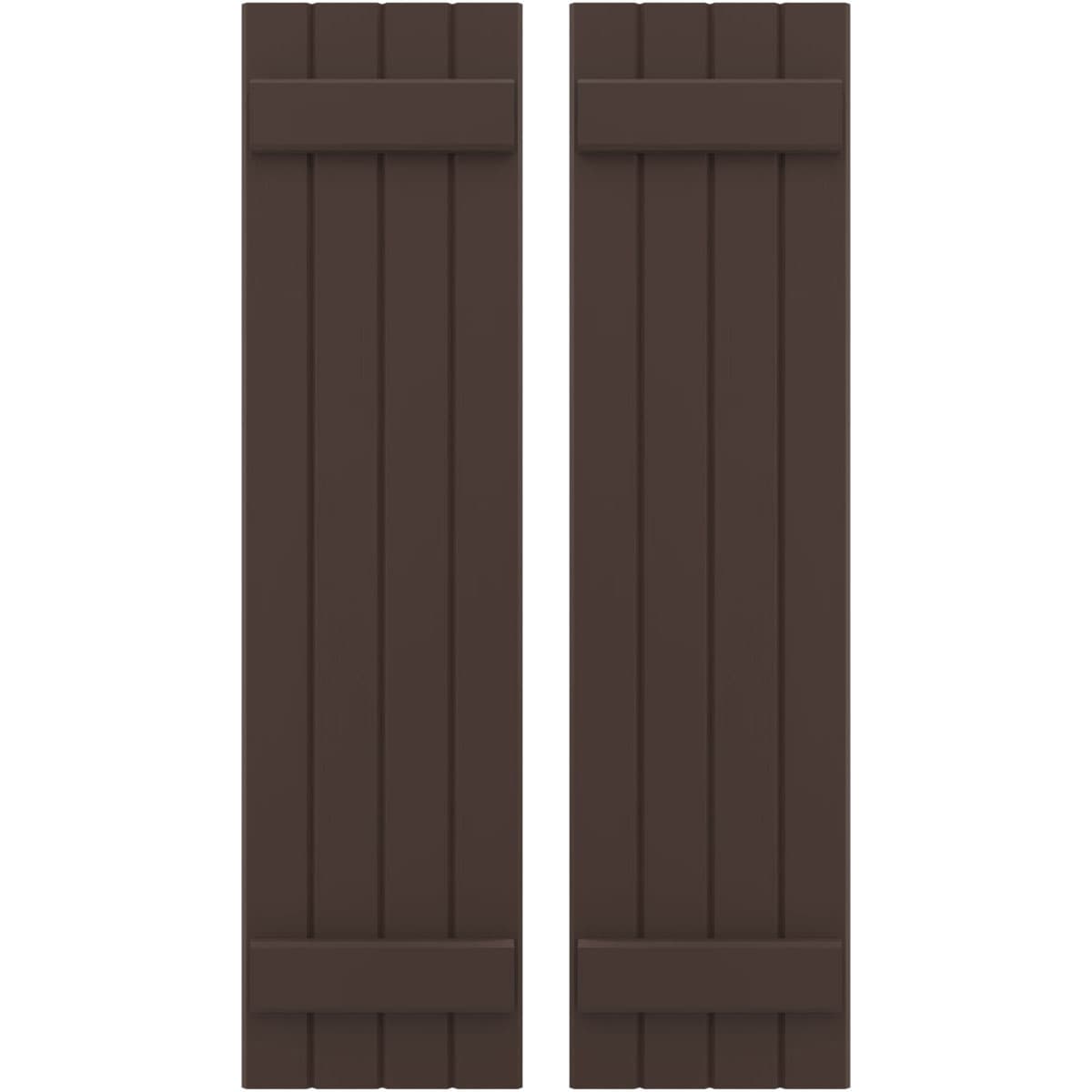 Ekena Millwork 14-in W x 62-in H Raisin Brown Paintable/Stainable Board and batten Spaced Wood Exterior Shutters ( 2 -Pack )
