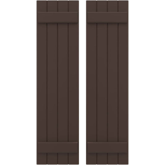Ekena Millwork 14-in W x 41-in H Raisin Brown Paintable/Stainable Board and batten Spaced Wood Exterior Shutters ( 2 -Pack )