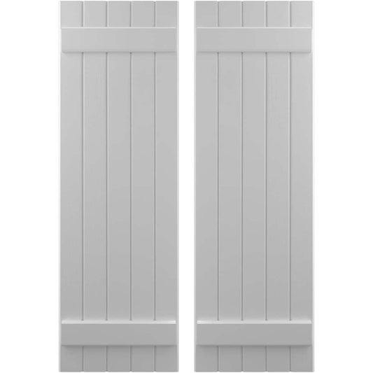 Ekena Millwork 17.5-in W x 79-in H Primed Paintable/Stainable Board and batten Spaced Wood Exterior Shutters ( 2 -Pack )