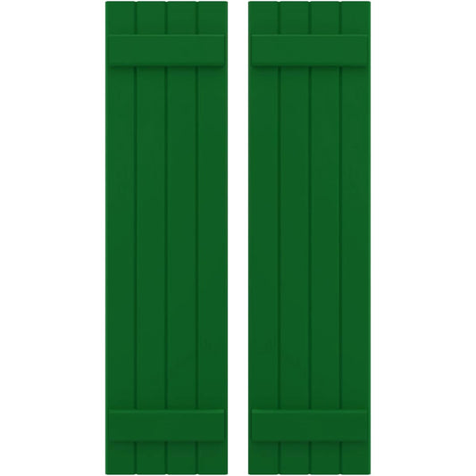 Ekena Millwork 14-in W x 51-in H Viridian Green Paintable/Stainable Board and batten Spaced with z-bar Wood Exterior Shutters ( 2 -Pack )