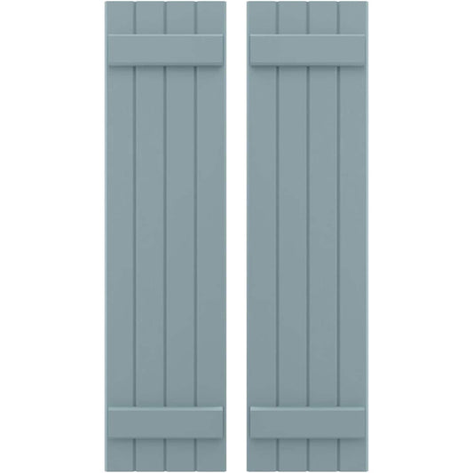 Ekena Millwork 14-in W x 58-in H Peaceful Blue Paintable/Stainable Board and batten Framed Wood Exterior Shutters ( 2 -Pack )