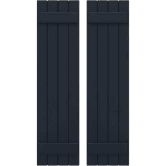 Ekena Millwork 14-in W x 53-in H Starless Night Blue Paintable/Stainable Board and batten Z-bar Wood Exterior Shutters ( 2 -Pack )