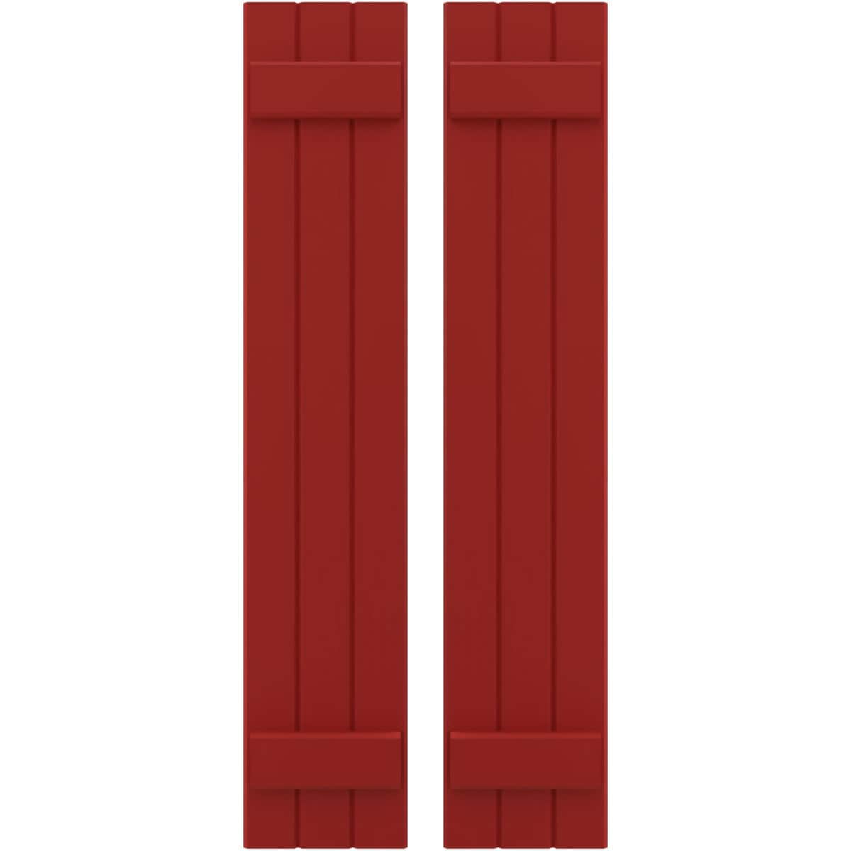 Ekena Millwork 10.5-in W x 71-in H Fire Red Paintable/Stainable Board and batten Wood Exterior Shutters ( 2 -Pack )