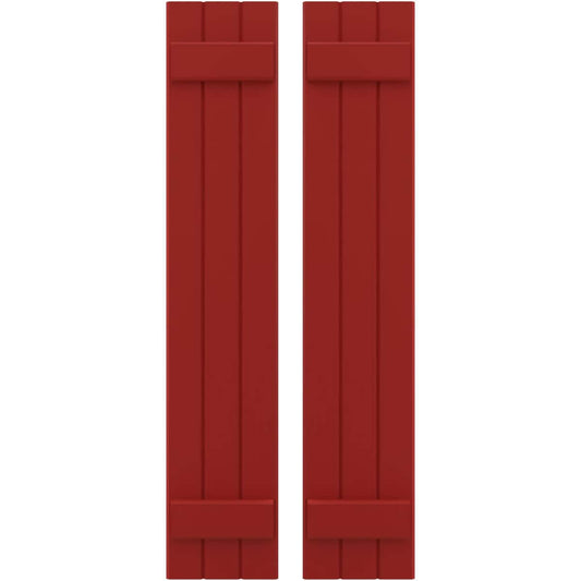 Ekena Millwork 10.5-in W x 71-in H Fire Red Paintable/Stainable Board and batten Wood Exterior Shutters ( 2 -Pack )